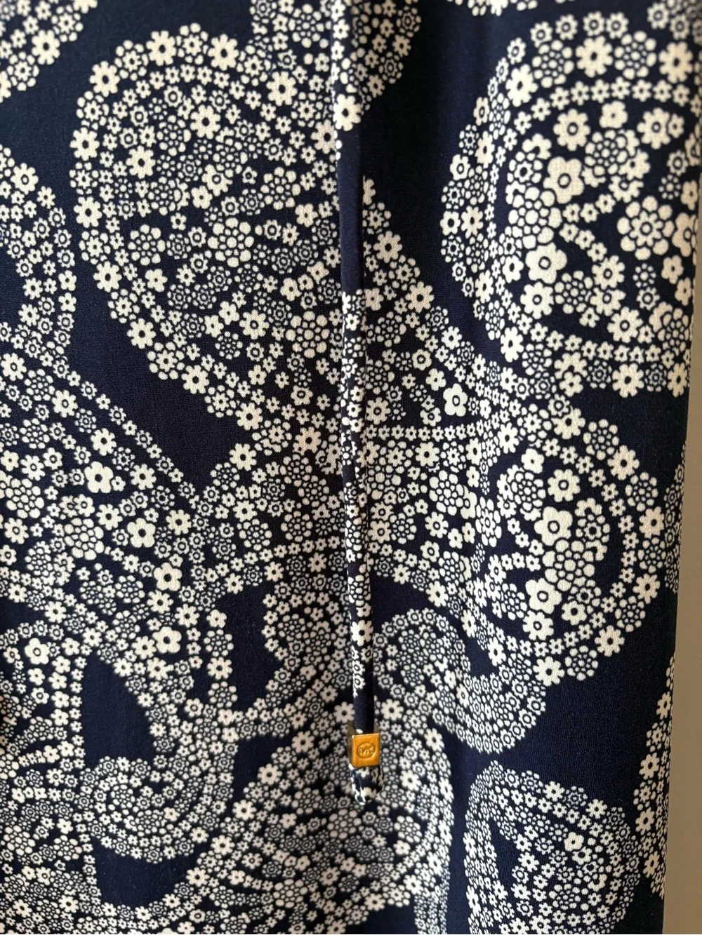 Michael Kors Navy and White Paisley Midi Dress